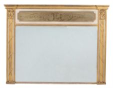 A rectangular overmantel wall mirror