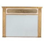 A rectangular overmantel wall mirror