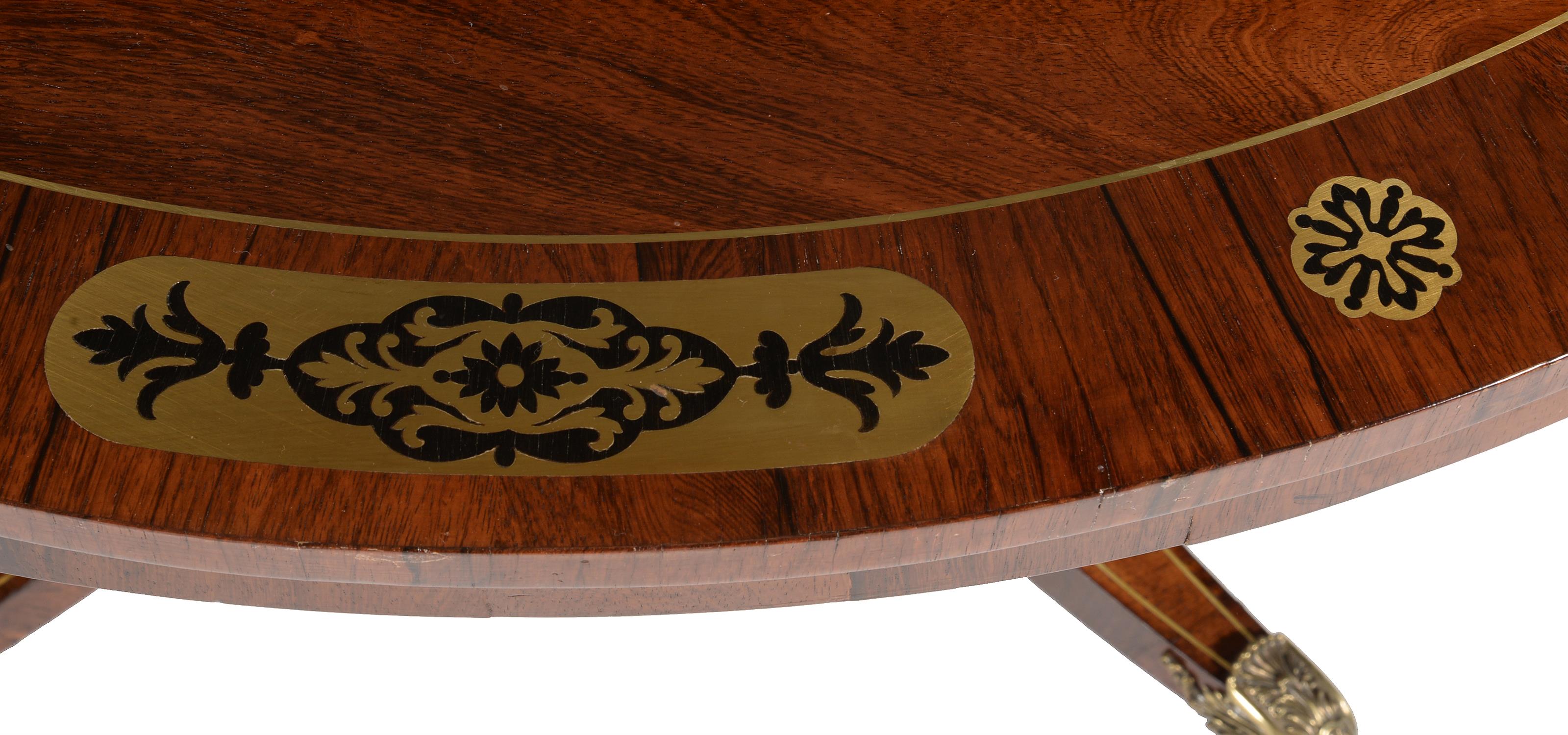 Y Y A Regency rosewood and brass inlaid circular centre table - Image 5 of 5