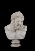 A large plaster bust of Herakles after the Antique