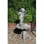 A cast lead figural bird bath or small fountain