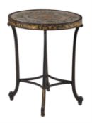 A Regency black lacquered and parcel gilt occasional table