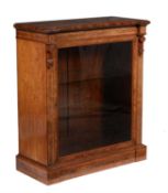 Y A Victorian burr walnut and tulipwood banded side cabinet