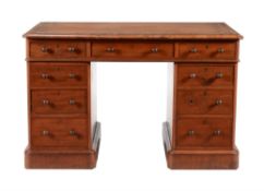 A Victorian mahogany twin pedestal desk