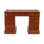 A Victorian mahogany twin pedestal desk