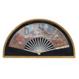 Y A French or Italian gouache, paper and ivory mounted fan