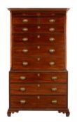 A George III mahogany and inlaid chest on chest