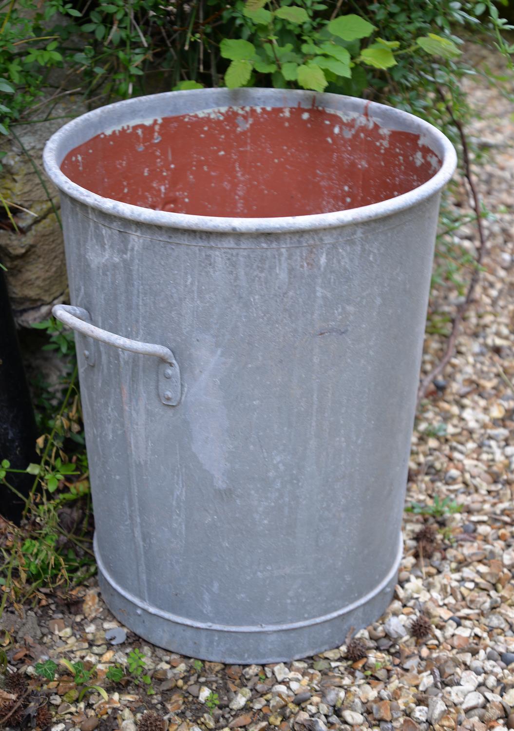 A pair of zinc twin handled vessels utilised as planters - Image 2 of 2