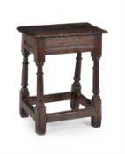 A Charles II oak joint stool