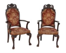 A pair of hardwood armchairs in 18th century Portuguese colonial style