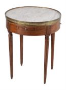 A French mahogany and marble topped circular occasional table