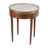 A French mahogany and marble topped circular occasional table