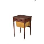 Y† A Regency mahogany, rosewood banded, and brass strung work-table