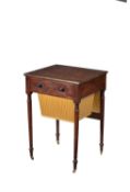 Y† A Regency mahogany, rosewood banded, and brass strung work-table