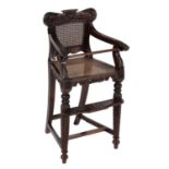 Y An Anglo-Indian carved rosewood child's high chair