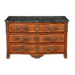 A burr walnut, walnut and chestnut crossbanded commode, in Louis XIV style