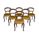 Y A set of six Victorian rosewood dining chairs