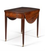 A George III mahogany and tulipwood banded oval Pembroke table