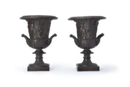 A pair of Continental patinated bronze models of the Medici Vase