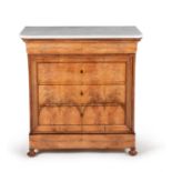 A Louis Phillipe figured walnut and marble mounted commode