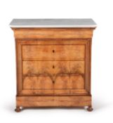 A Louis Phillipe figured walnut and marble mounted commode