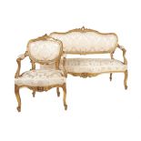 A suite of giltwood seat furniture in Louis XVI style