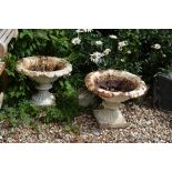 A pair of Victorian white painted cast iron urns