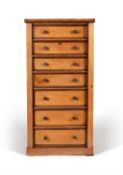 Y A Victorian maple and rosewood banded secretaire Wellington chest