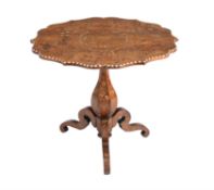 Y A Dutch walnut, marquetry, ivory and mother of pearl inlaid centre table