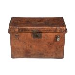 A Victorian hide leather traveling trunk