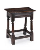 A Charles II oak joint stool