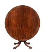 A mahogany and burr yew banded centre table