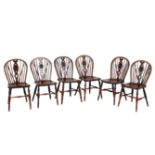 A set of six ash, elm and fruitwood Windsor chairs