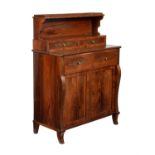 Y A George IV rosewood and brass inlaid secretaire side cabinet