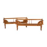 A pair of Victorian oak and chestnut hall benches