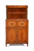 Y A George III rosewood, satinwood, and tulipwood banded secretaire side cabinet