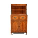 Y A George III rosewood, satinwood, and tulipwood banded secretaire side cabinet