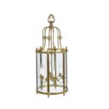 A gilt brass and glazed cylindrical hall lantern in Louis XVI taste, 20th century