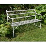 A Regency white painted wrought and cast iron garden seat