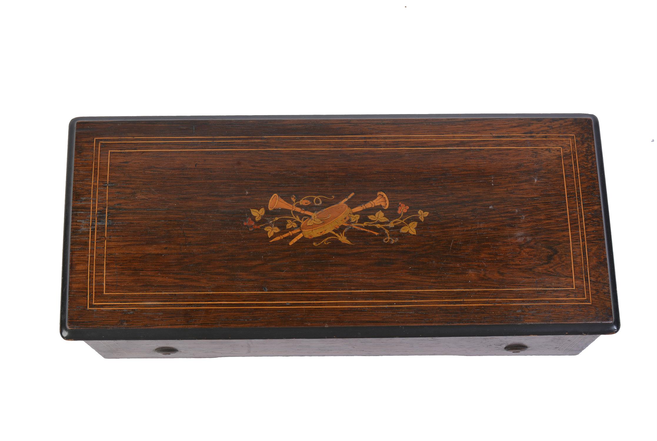 Y A Swiss rosewood and inlaid musical box - Image 2 of 2