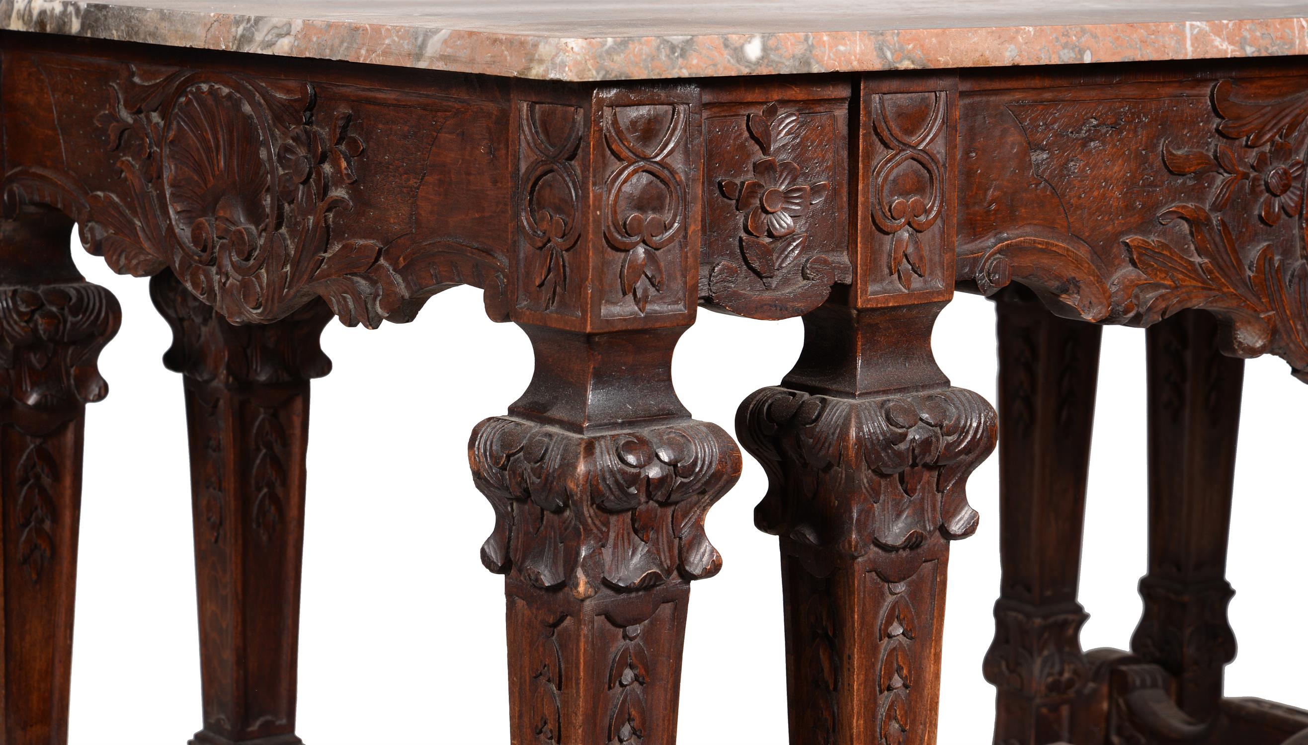 A French carved oak and marble topped centre table - Image 2 of 2