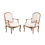 A pair of French beech chairs