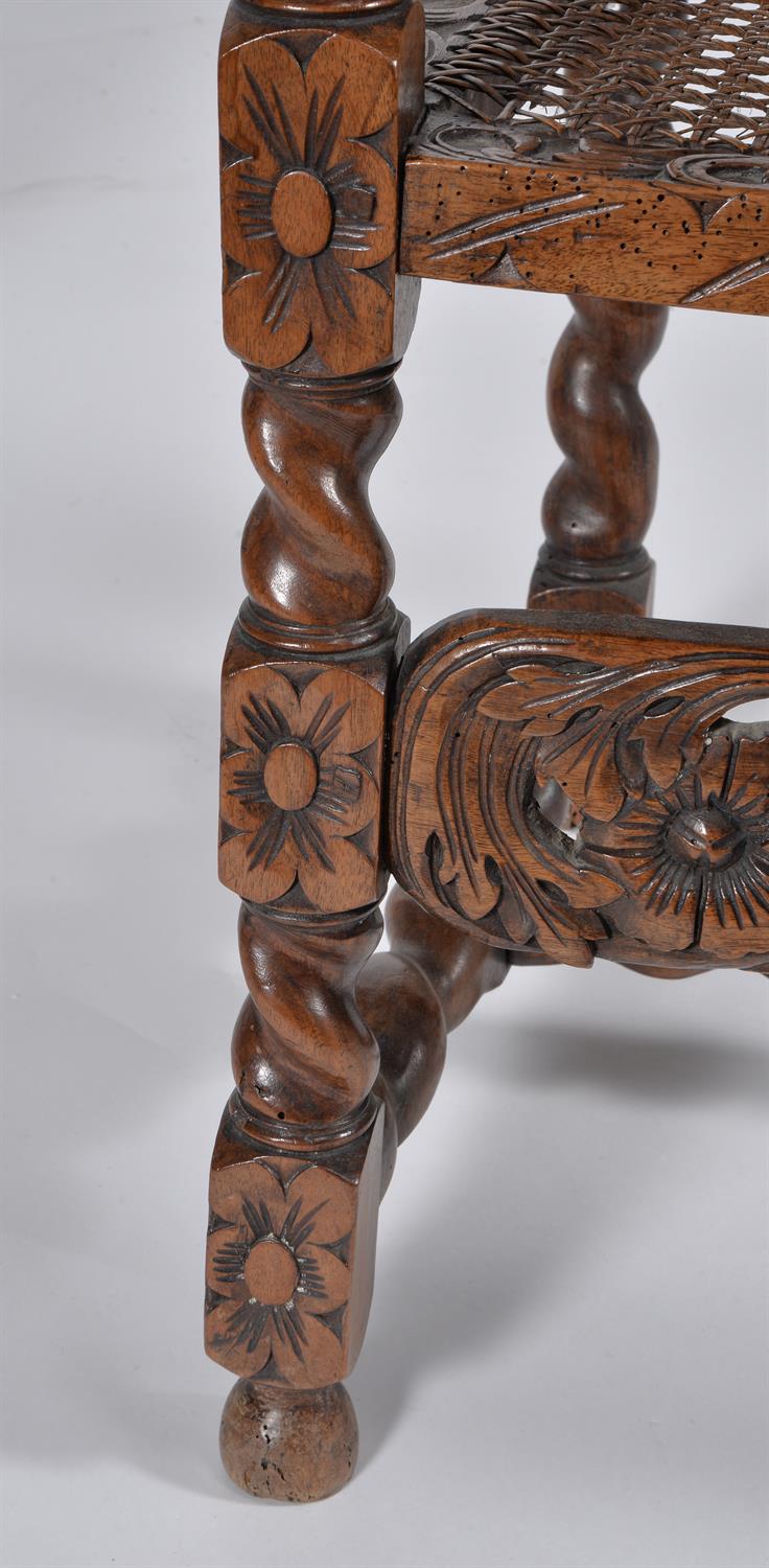 A pair of Charles II caved walnut armchairs - Image 5 of 6