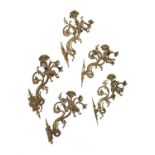 A set of five French gilt bronze five light wall appliques