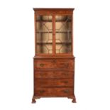 A mahogany secretaire bookcase