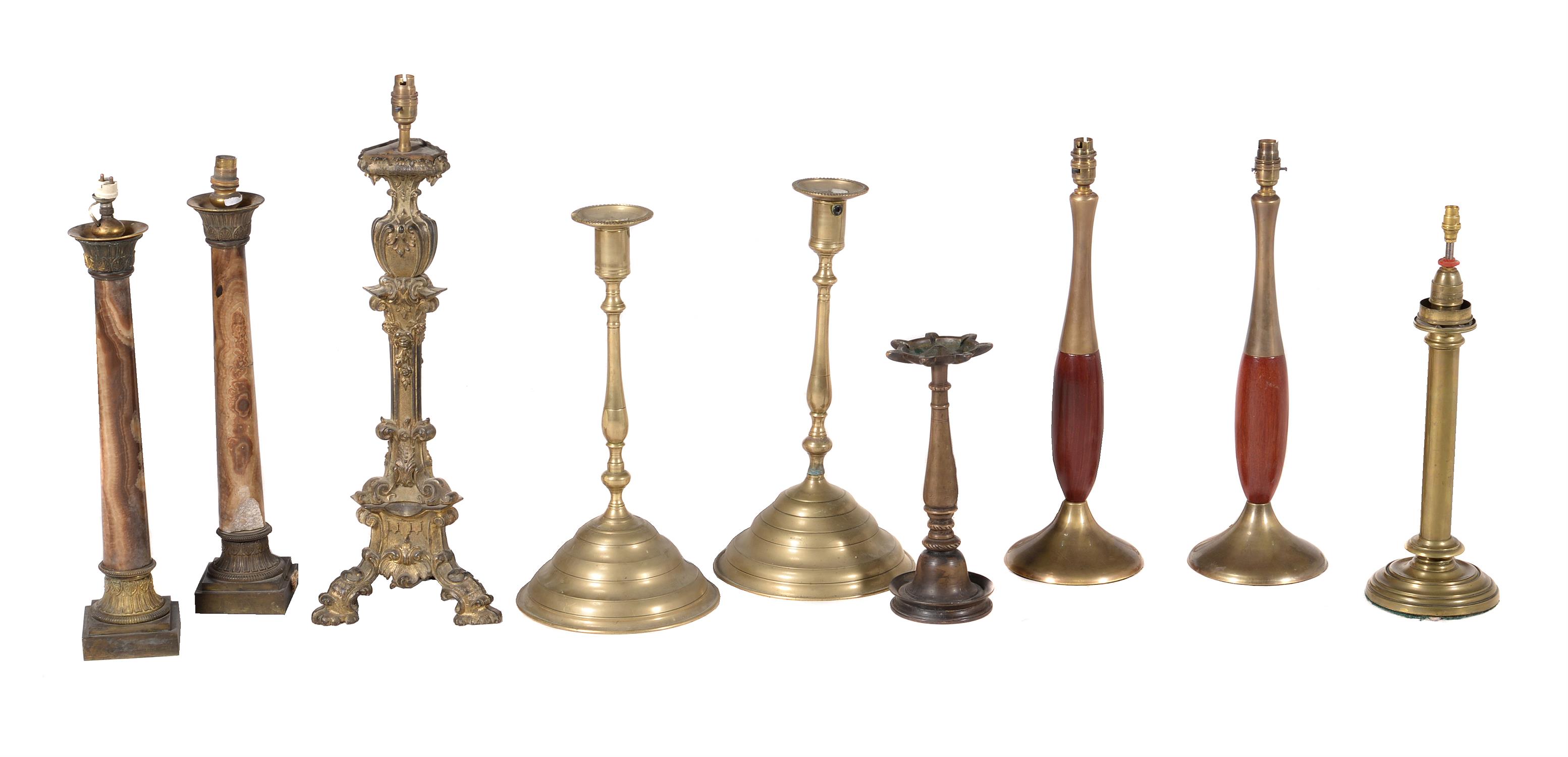 A collection of eight various table lamps