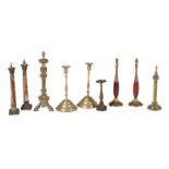 A collection of eight various table lamps