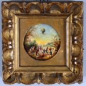 A 19th century miniature oil on copper depicting the "Annonay Balloon"