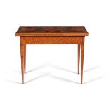 A late 18th century Continental walnut parquetry and marquetry card table