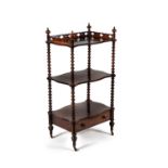 A Victorian three tier rosewood whatnot